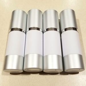 White Airless Vacuum Pump 1 oz Refillable Bottles